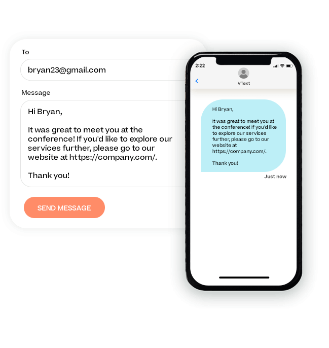 Example of SMS email