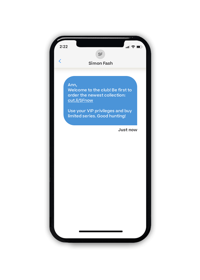 Welcome text message
