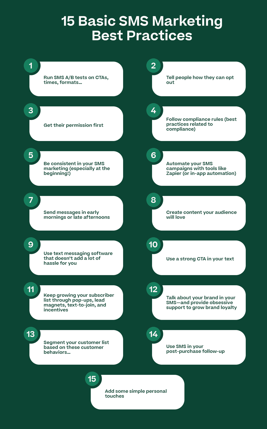 Infographic summarizing SMS marketing best practices