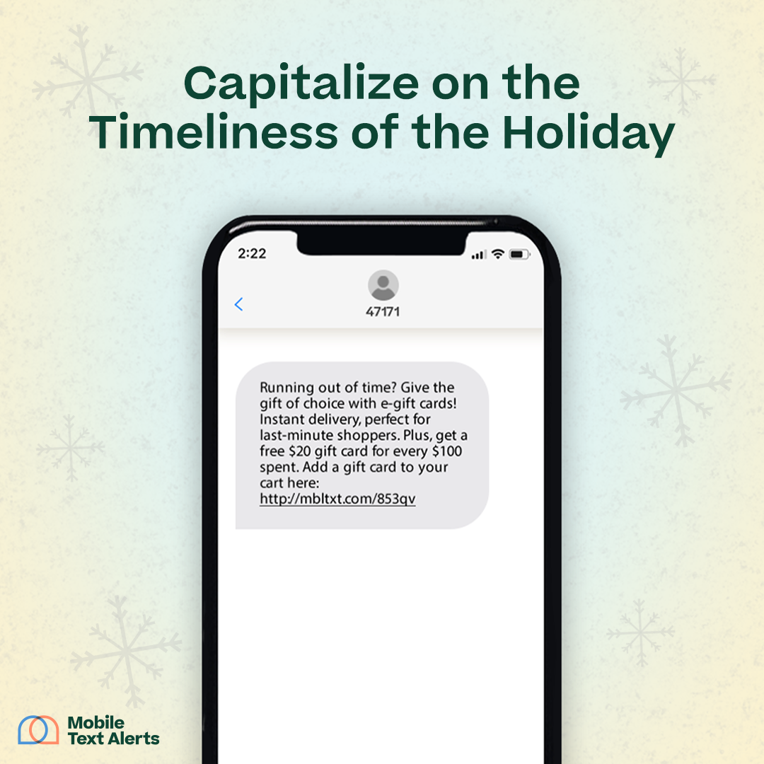 SMS example of capitalizing on the timeliness of the holiday