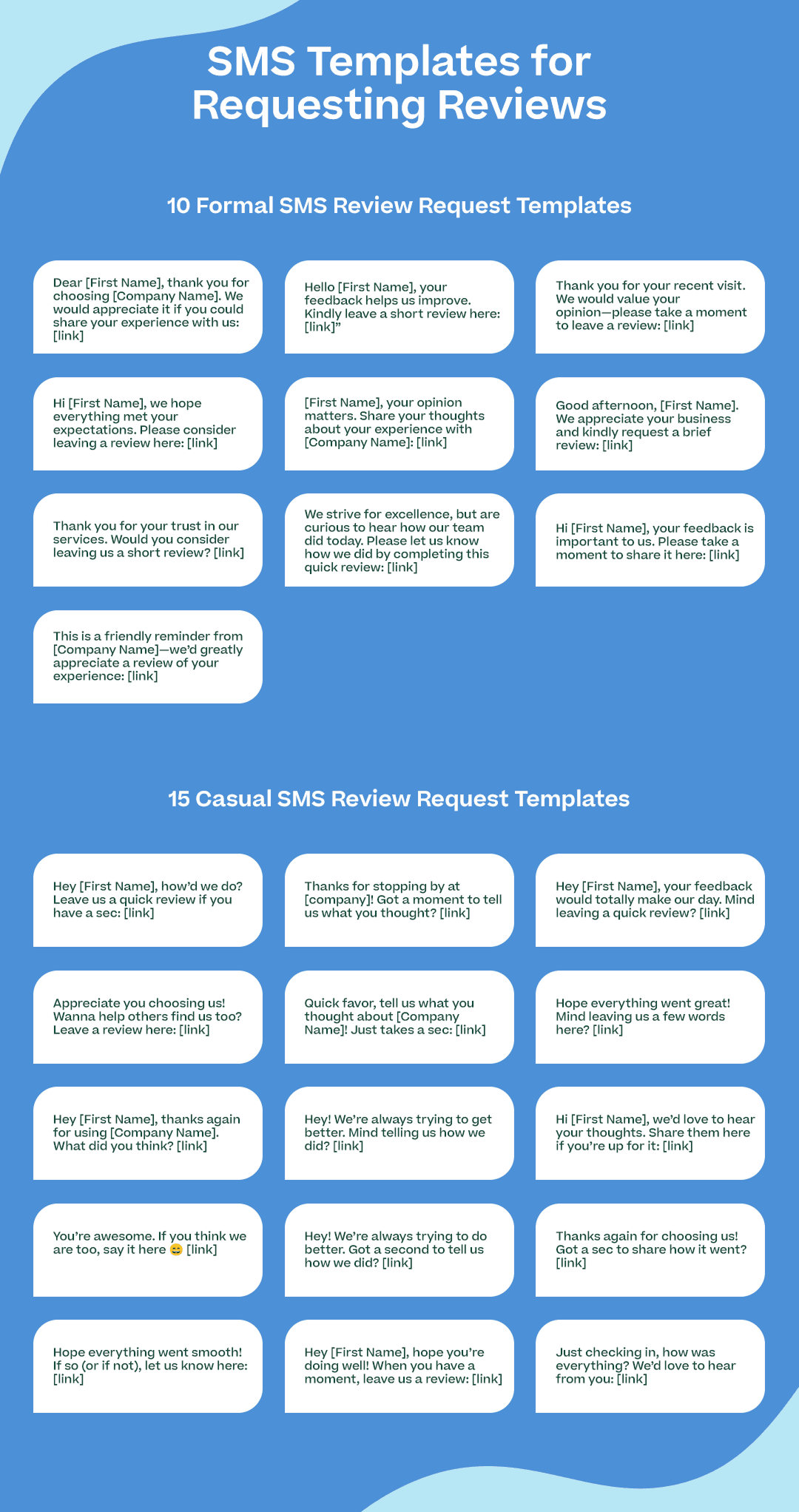 SMS review templates infographic