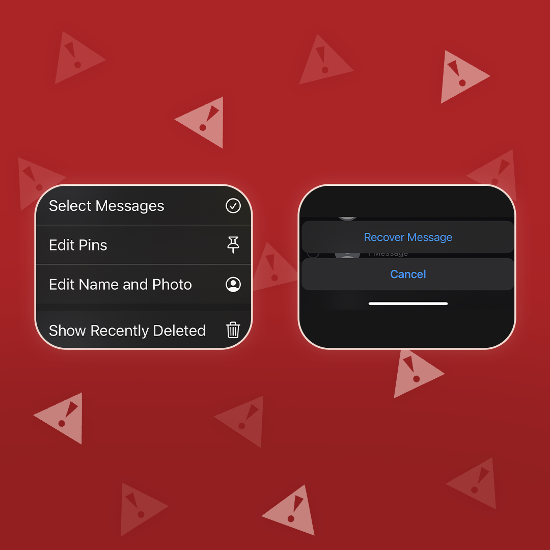 Screenshot of ios recover message option