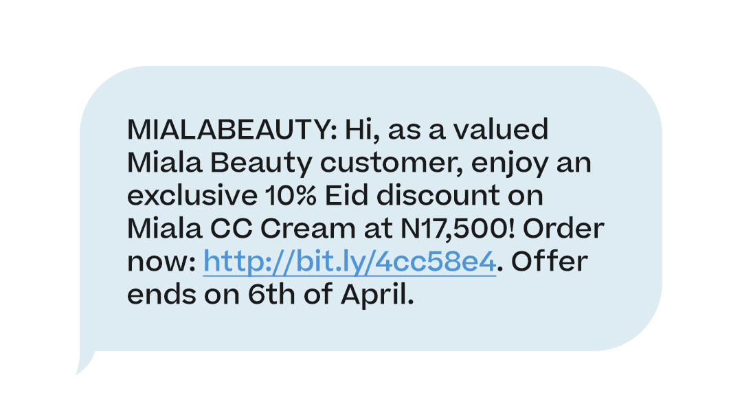 Example of upsell SMS