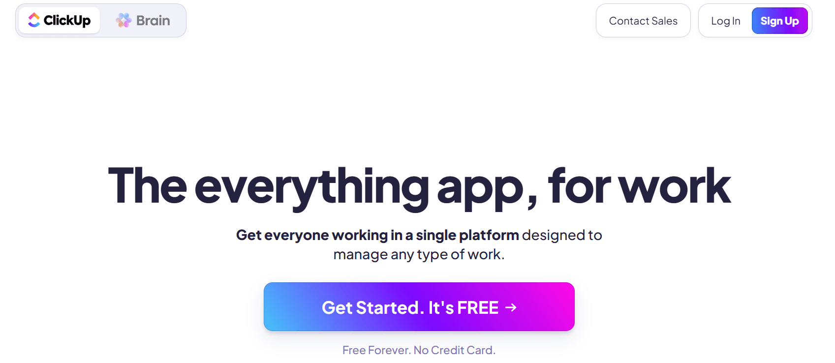 Screenshot of ClickUp home page
