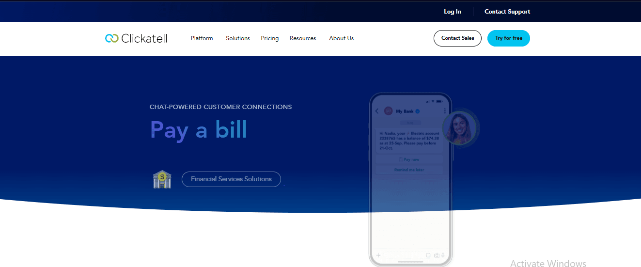 Screenshot of Clickatell home page