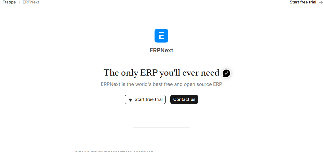 Screenshot of ERPNext home page