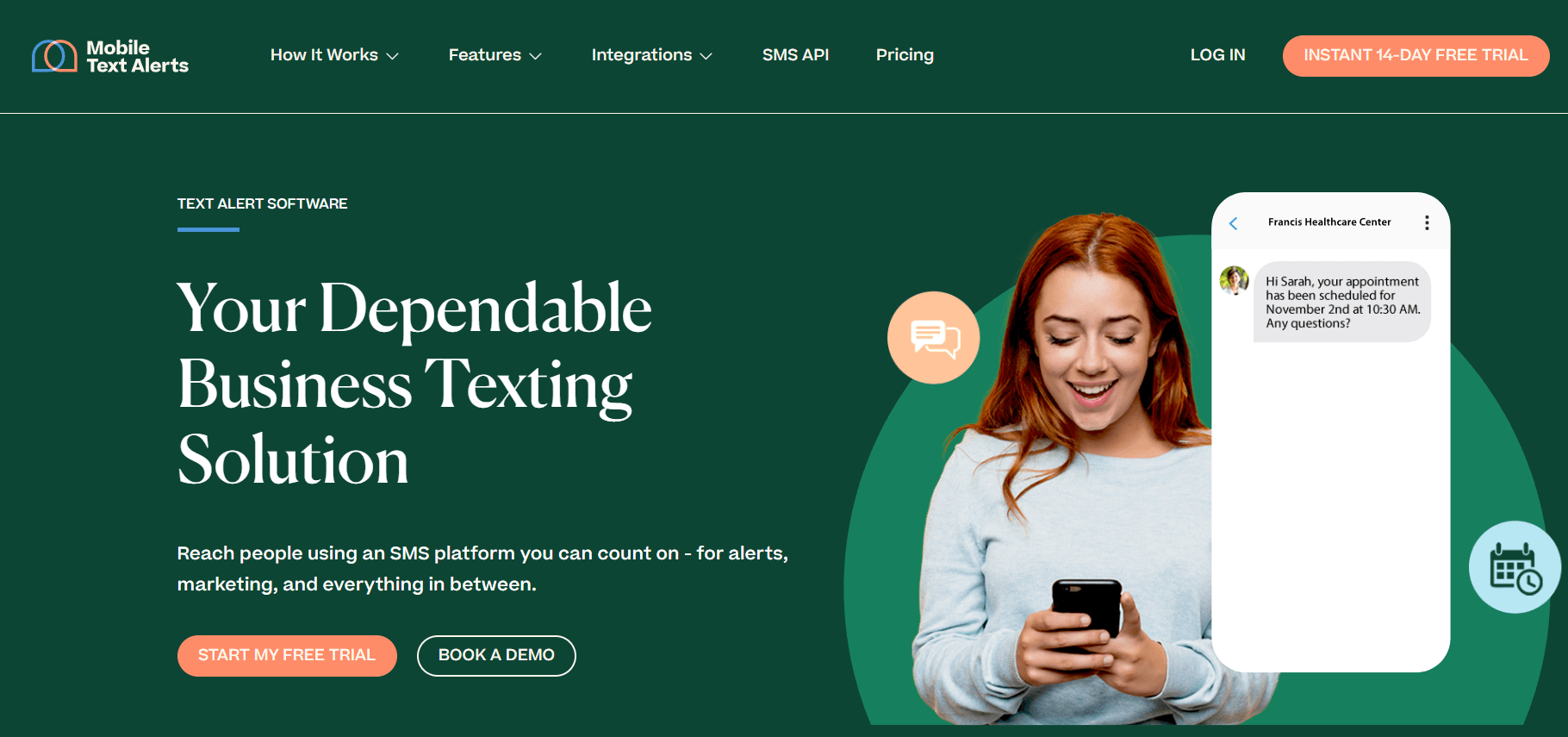 Mobile Text Alerts home page