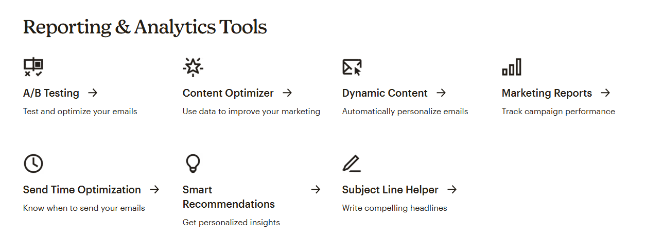 MailChimp's reporting and analytics tools