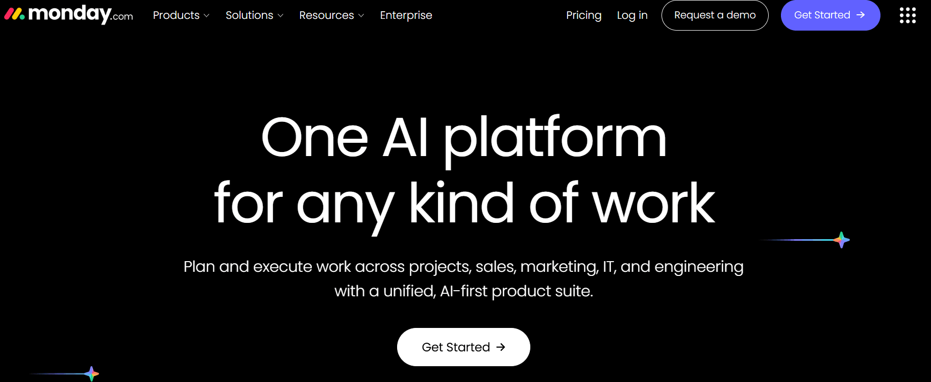 Screenshot of Monday home page