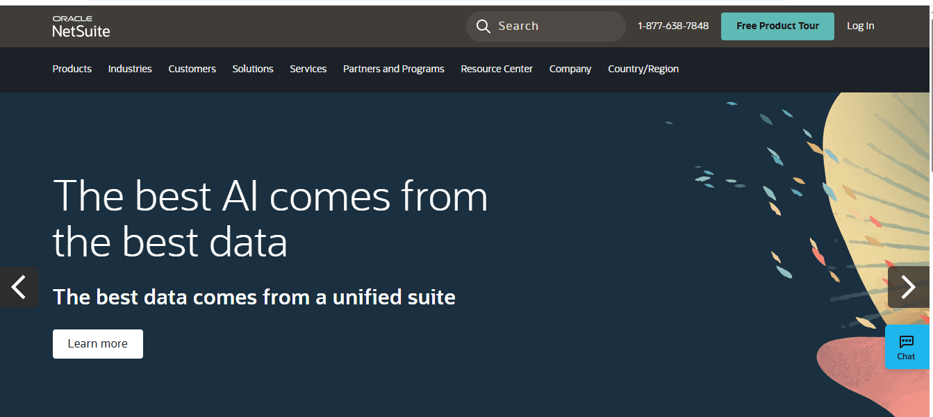 Screenshot of NetSuite home page