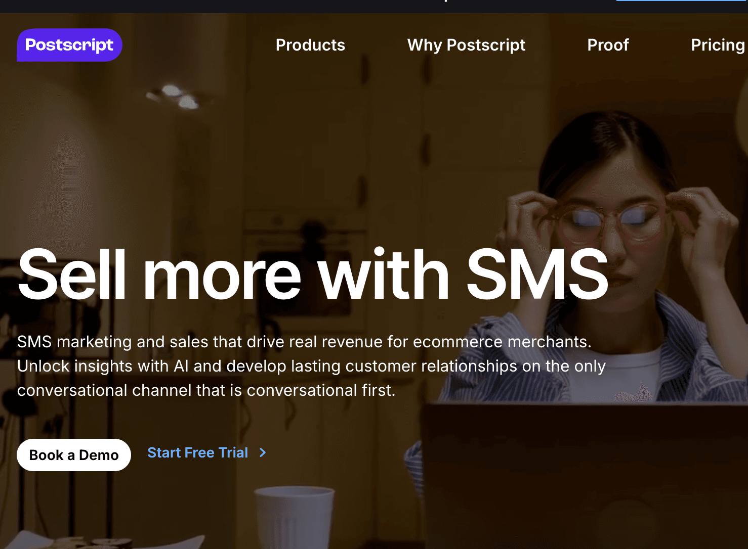Screenshot of Postscript home page