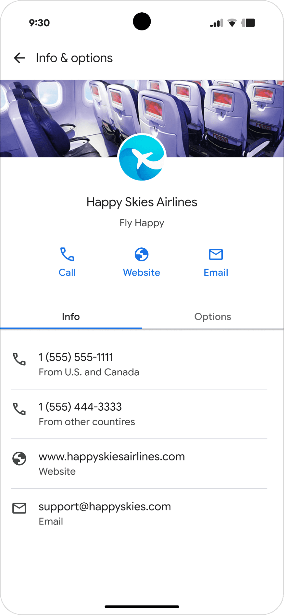 Example showing brand information in an RCS agent profile