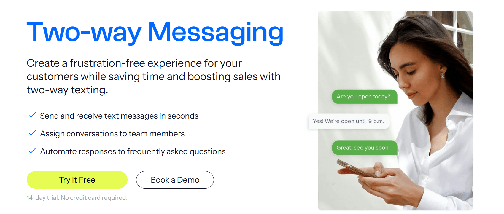 SimpleTexting two-way messaging with automated responses
