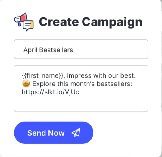 SMS campaign creation example from SlickText