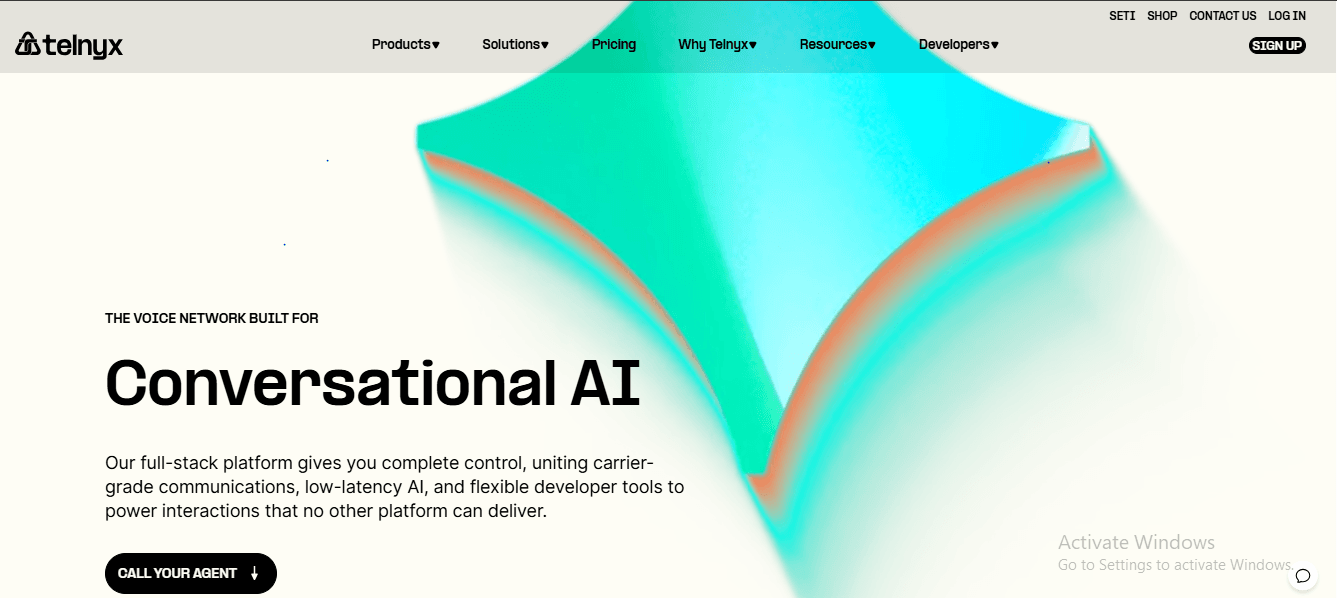 Screenshot of Telnyx home page