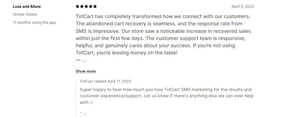 TxtCart's review