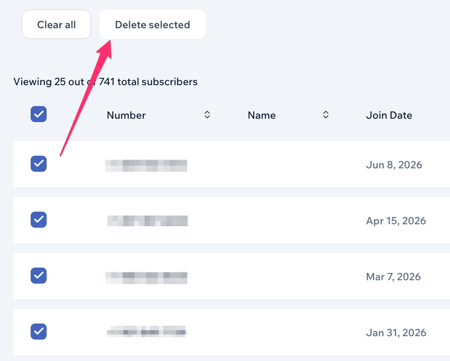 Screenshot showing removing subscribers in the unhealthy subscribers report