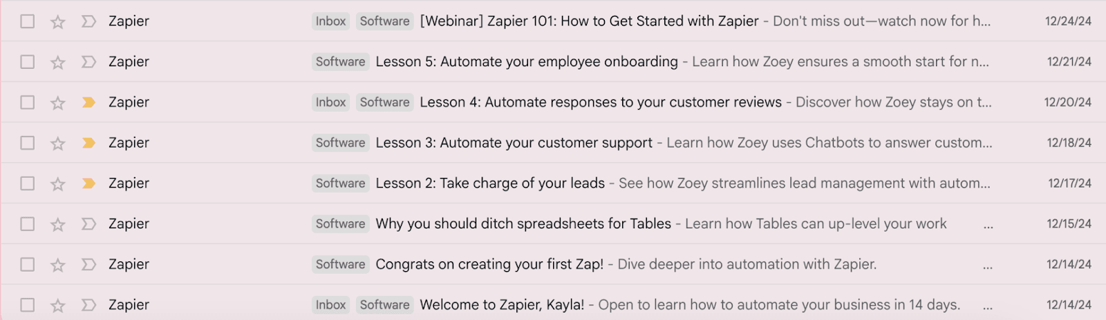 Zapier welcome email series