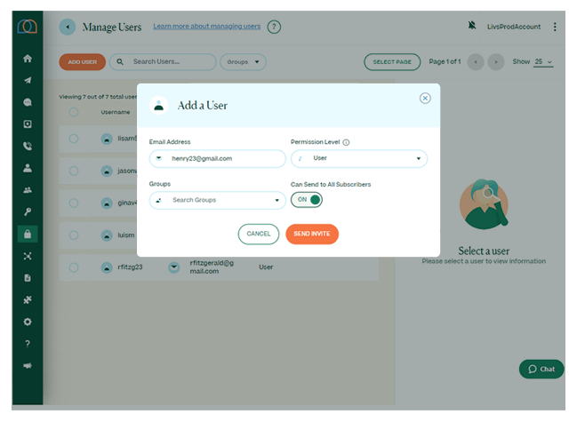sms admin add user screenshot
