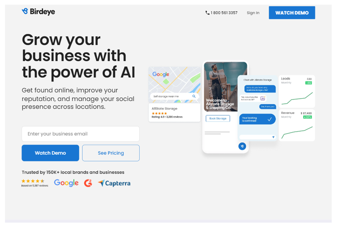 Screenshot of website home page