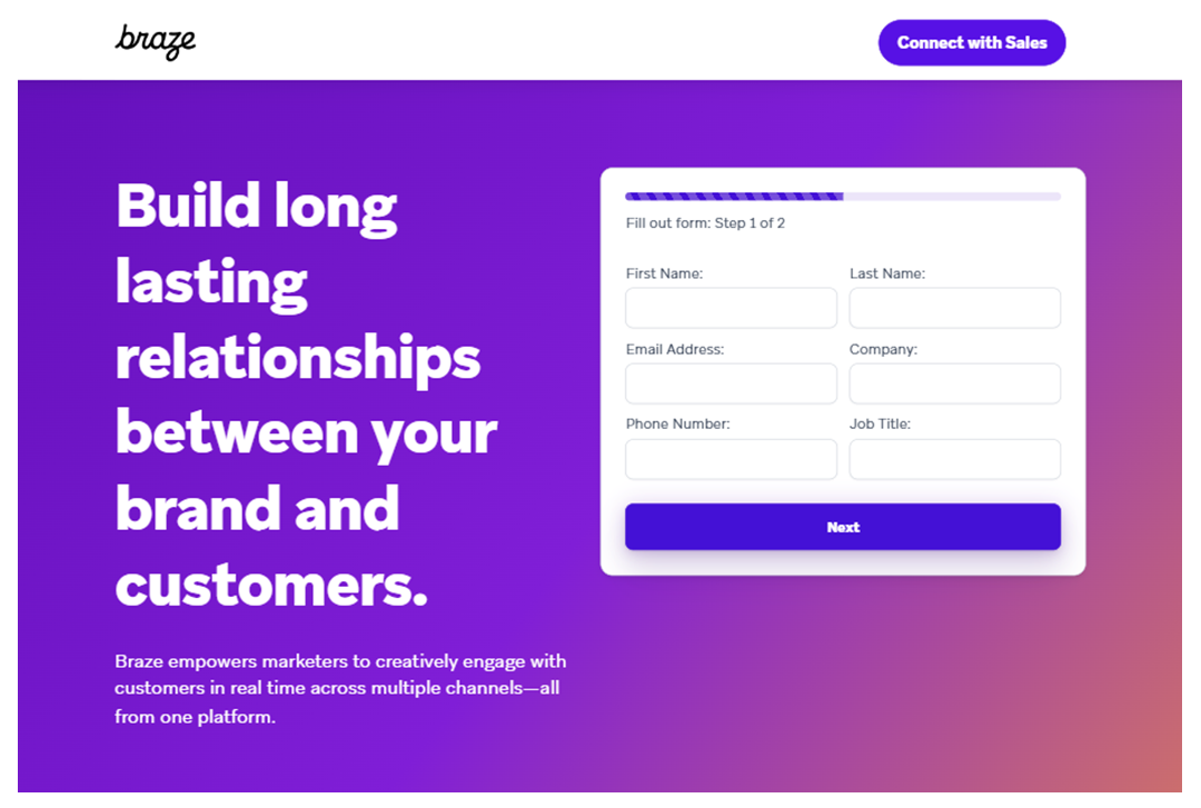 Braze website home page