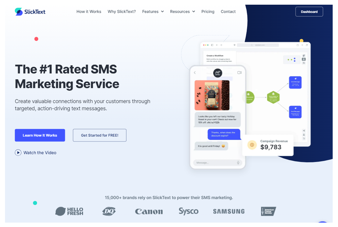 SlickText home page