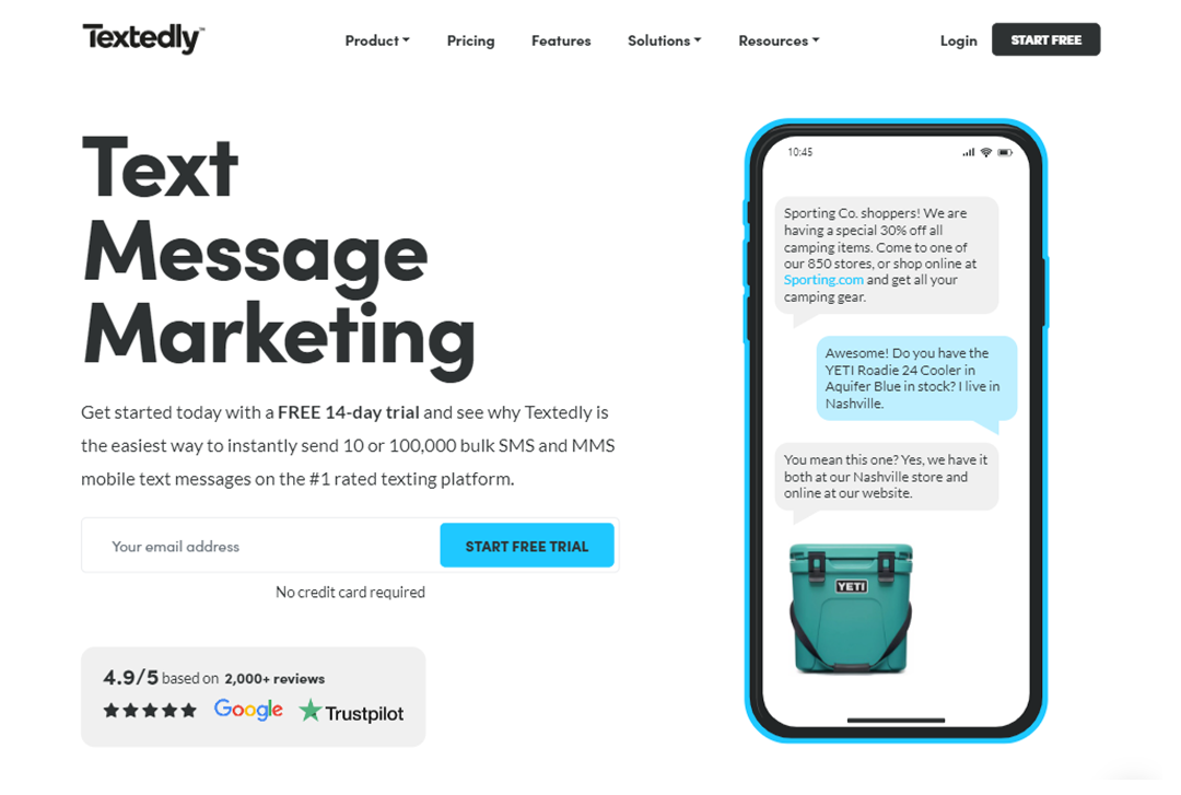 Textedly home page