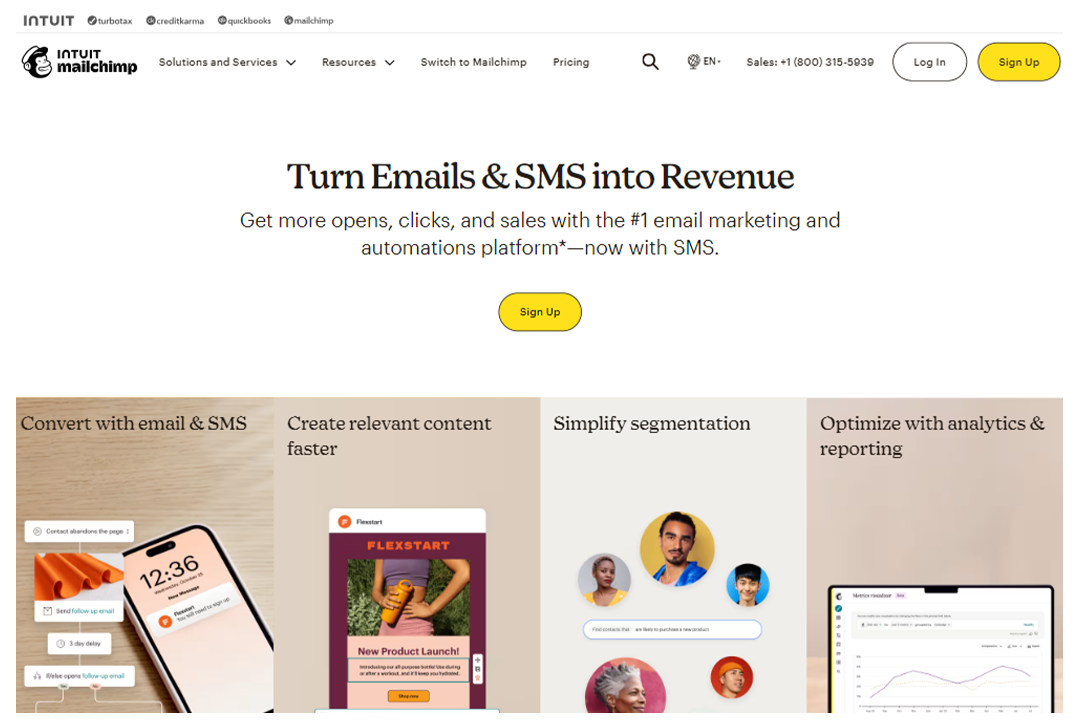 Mailchimp home page