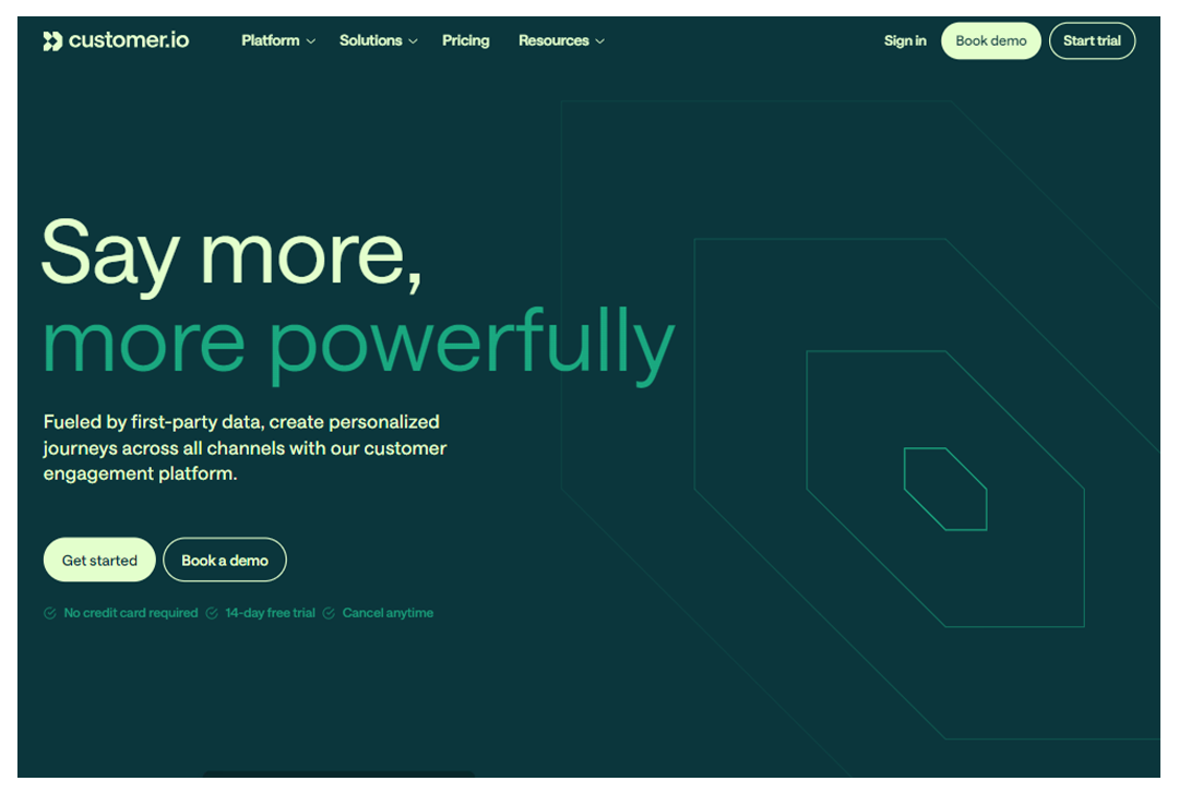 Customer.io home page