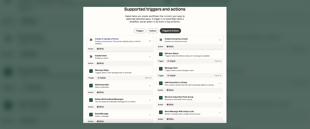 Triggers and actions