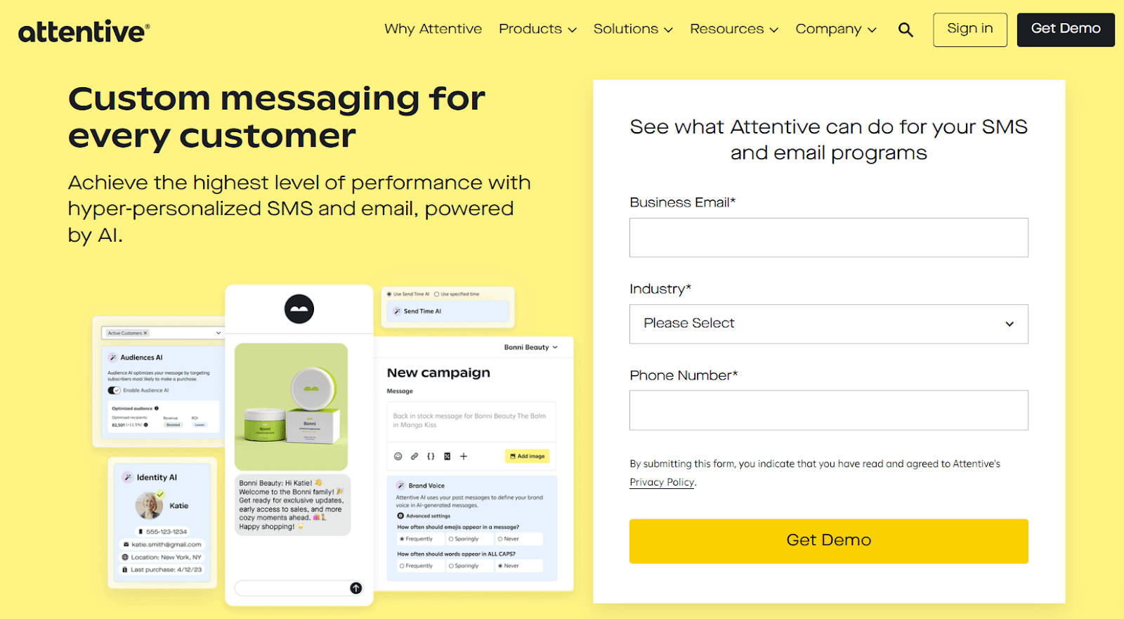 Attentive home page