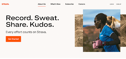 Strava website home page