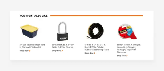 Home depot "you might also like" banner