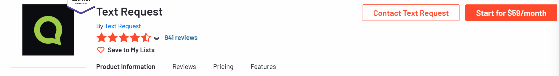 Screenshot of TextRequest G2 profile