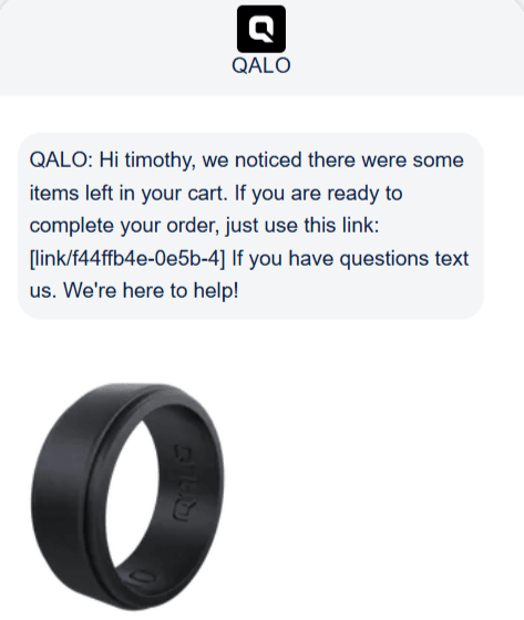 Promotional SMS example from Qalo