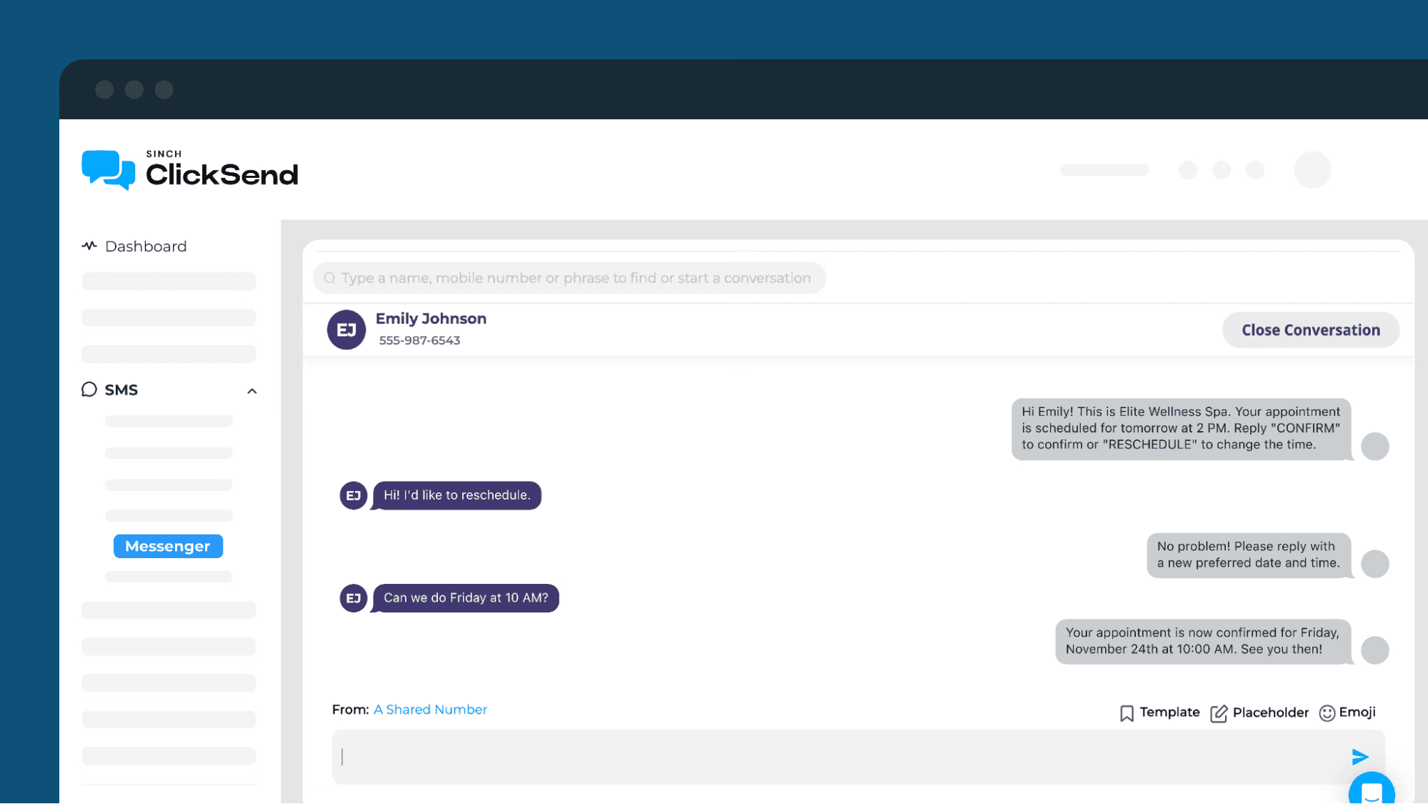 ClickSend's user interface