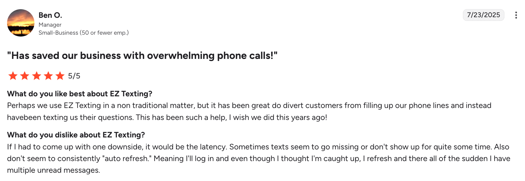 Review on EZ Texting from G2
