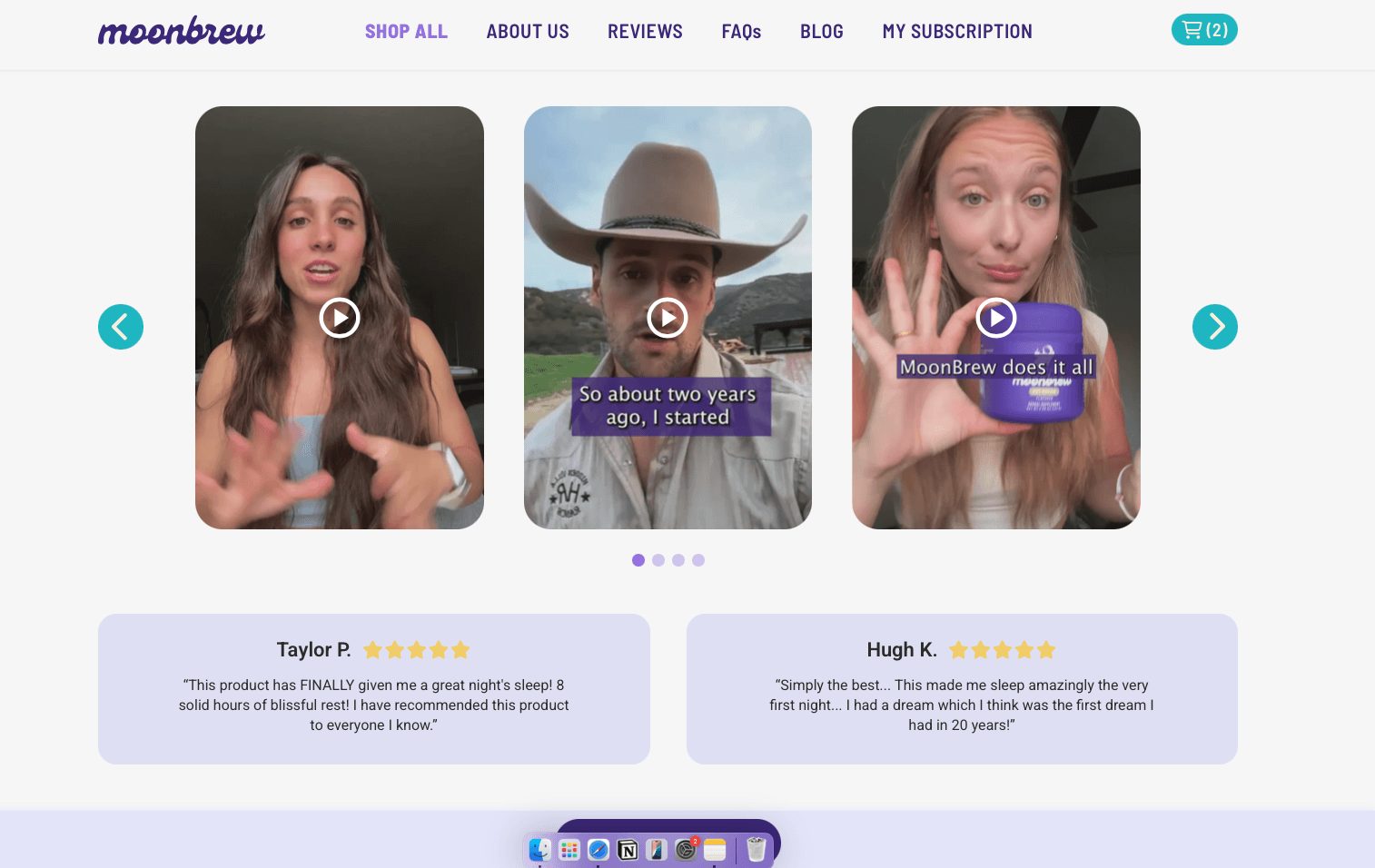 Screenshot of MoonBrew site