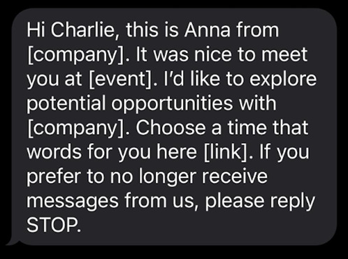 Recruiting text example