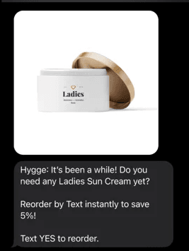Text to buy example from Ladies Sun Cream