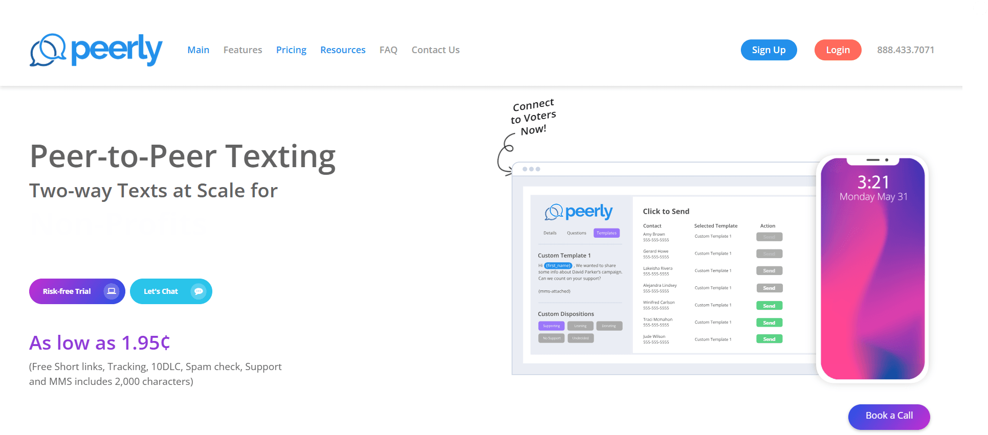 Screenshot of Peerly home page