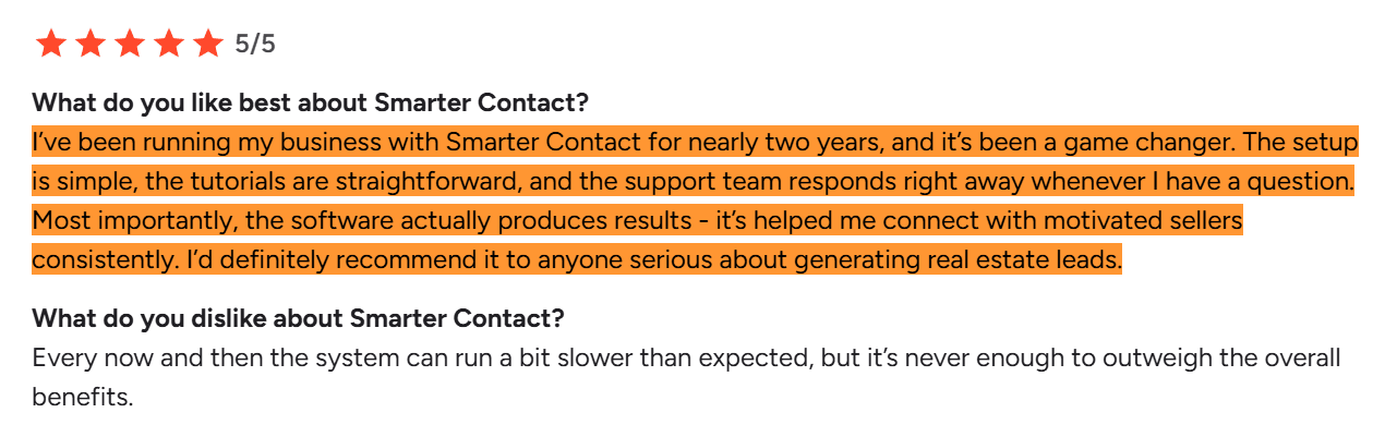 Smarter Contact produces results for real estate leads