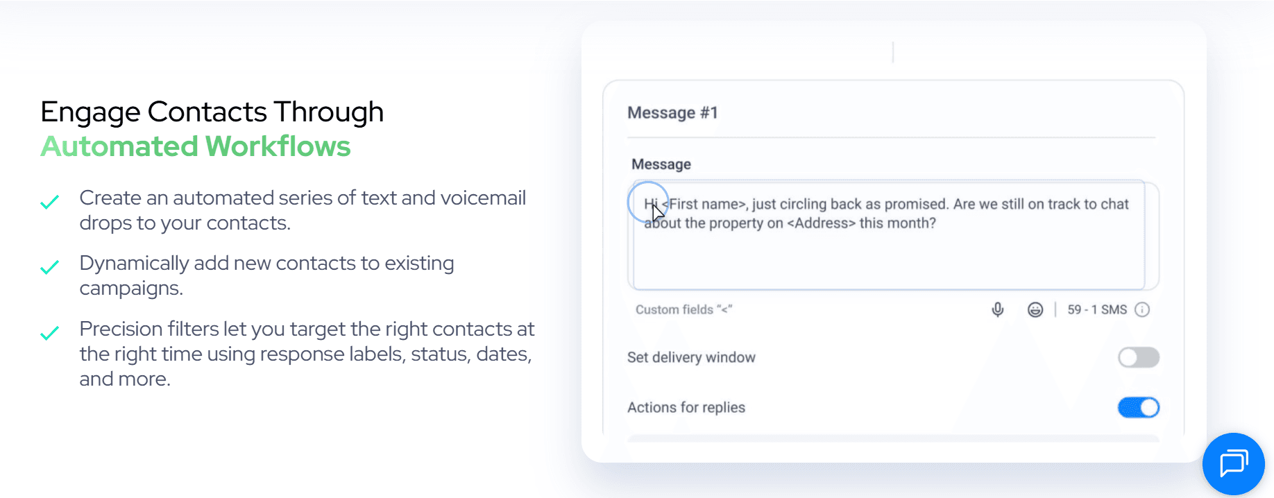 Smarter Contact automated SMS campaign builder interface