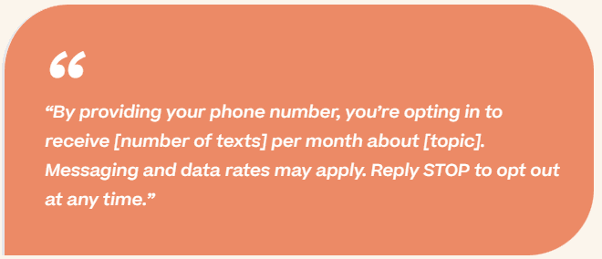 Example of an SMS marketing opt-in notice