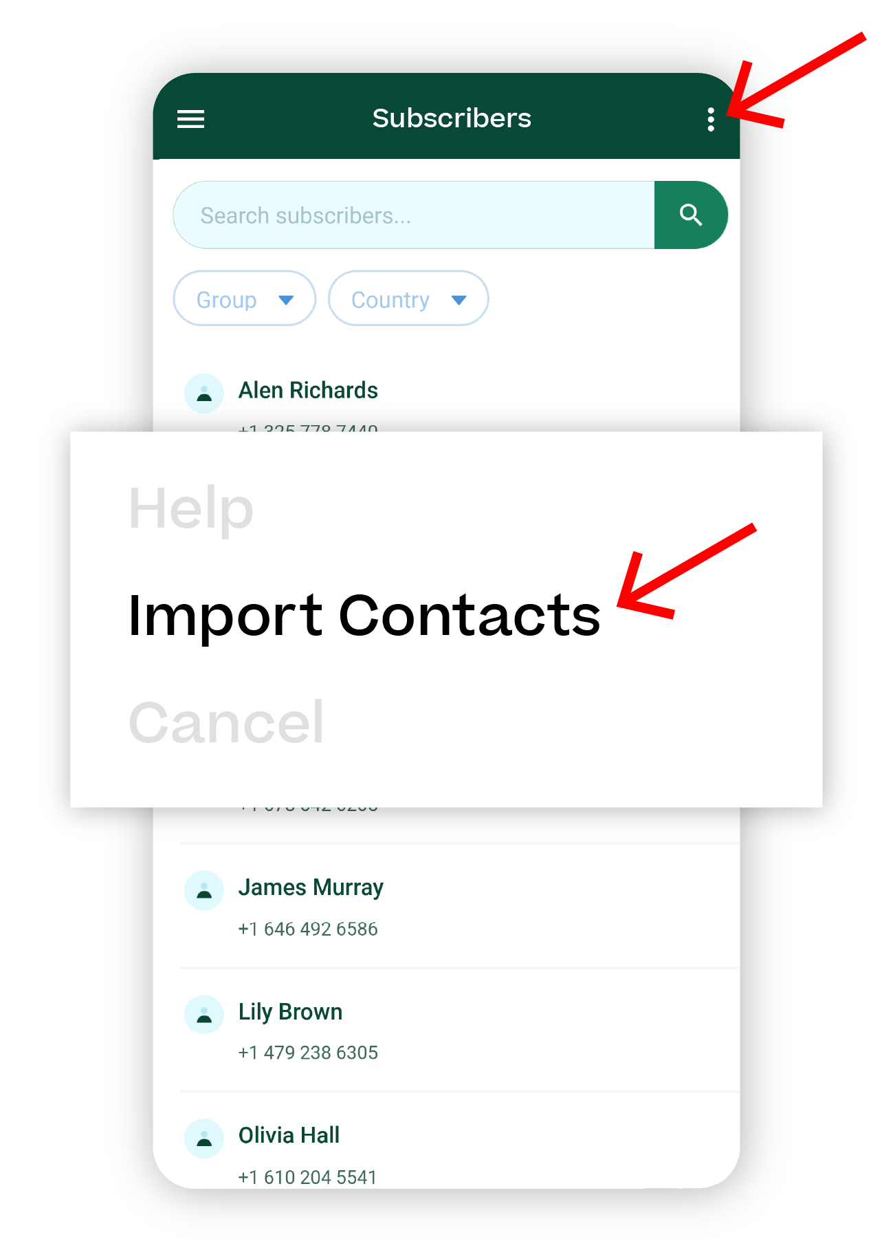 Import contacts