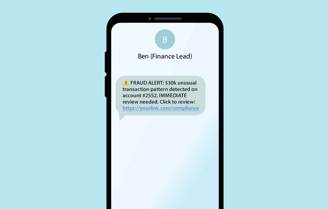 Example of SMS fraud alert notice