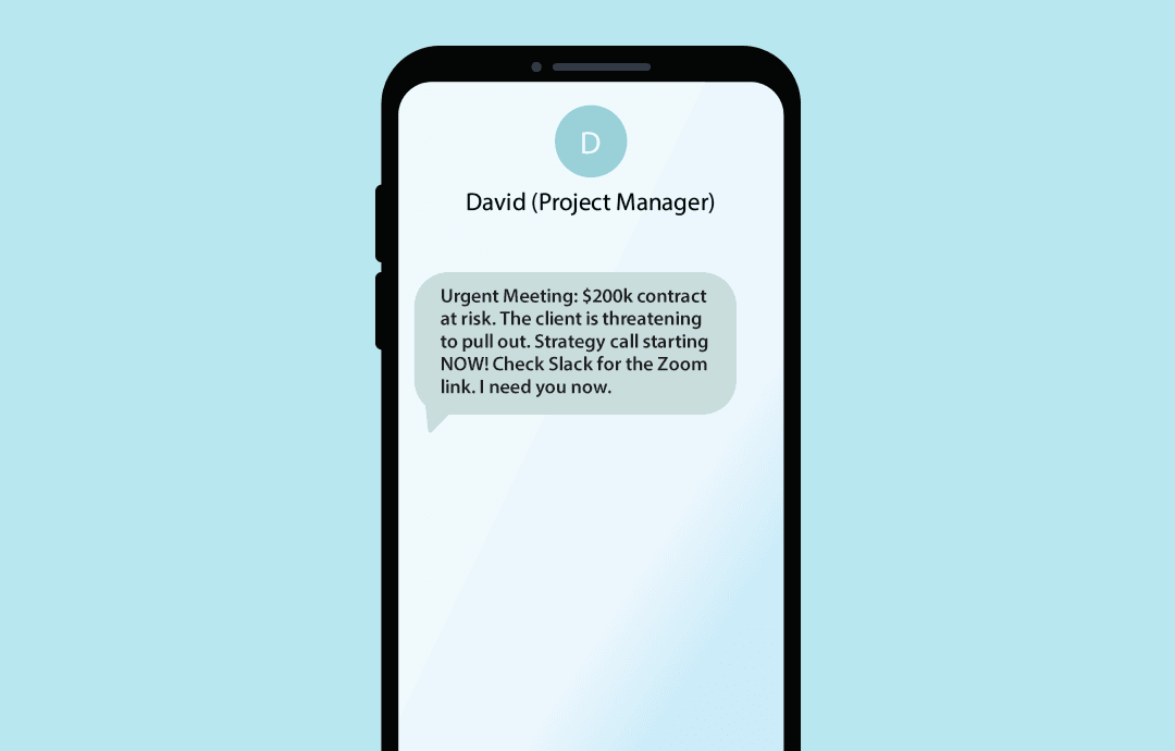 Example of internal SMS for an urgent meeting