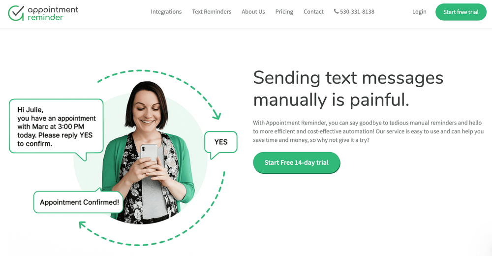 Screenshot of home page for Appointment Reminders