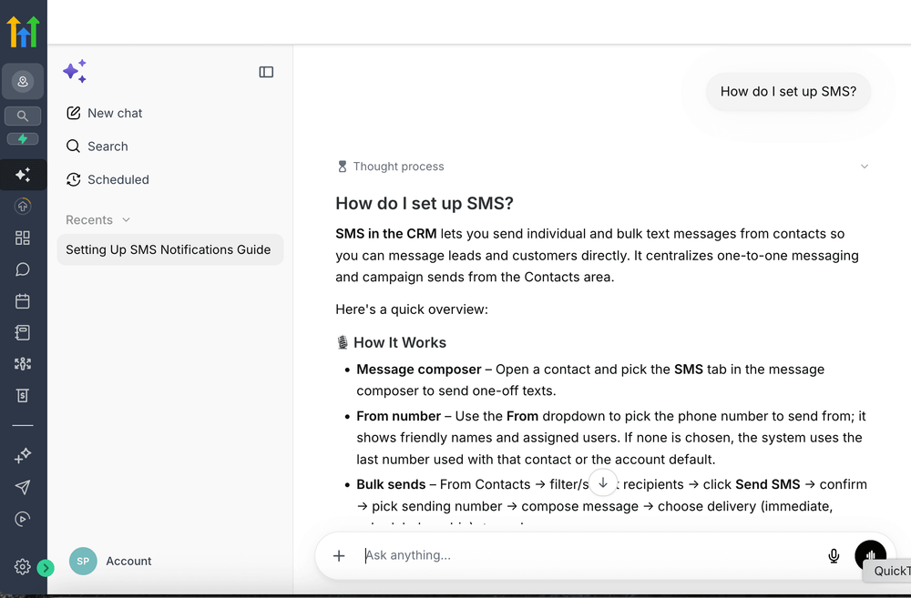 Screenshot of HighLevel's AI tool for onboarding