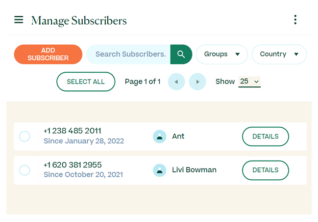 Manage Subscribers Platform